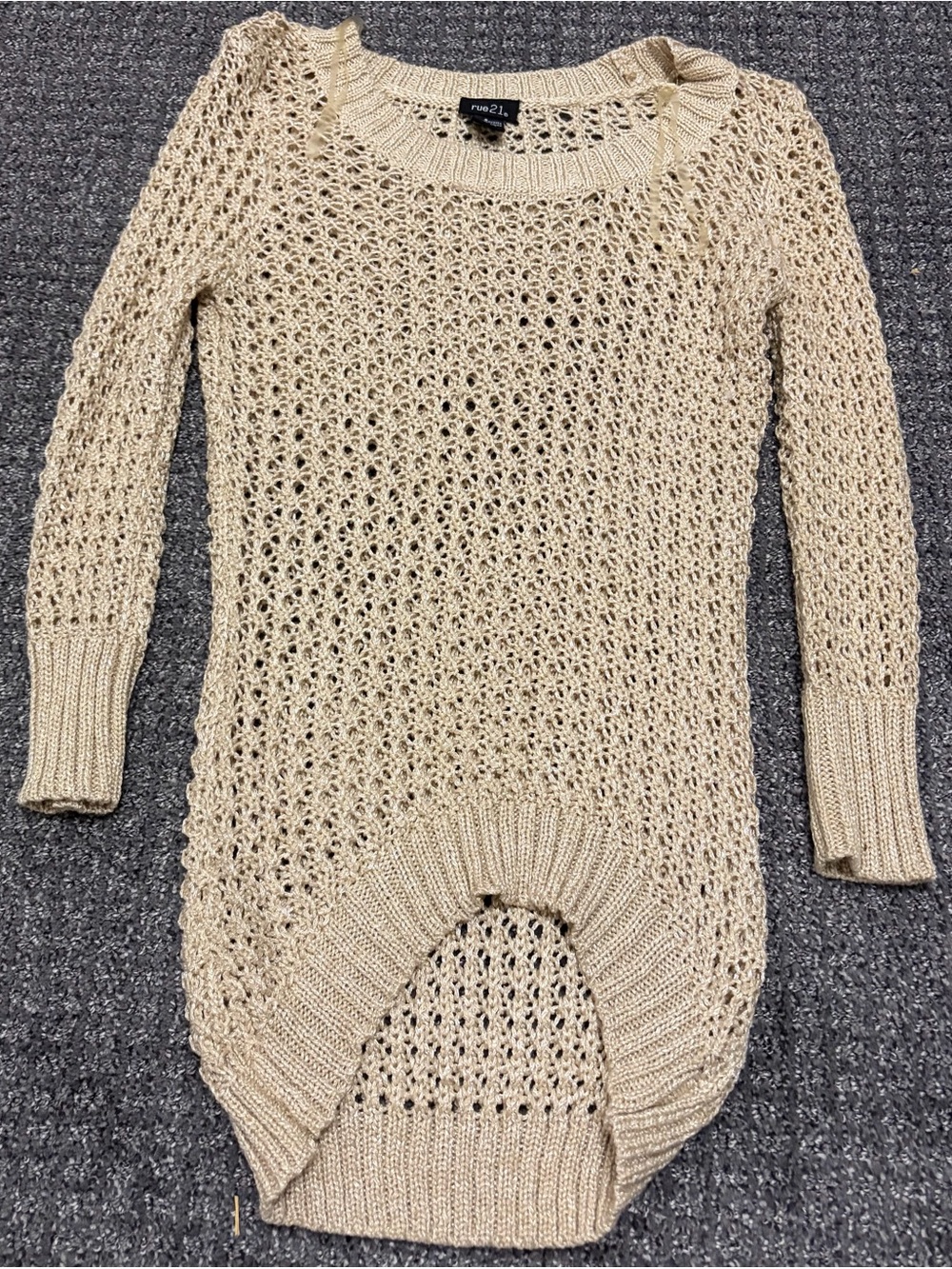 Rue21 Cream Open-Weave Scoop Neck Sweater